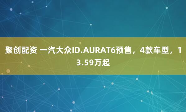 聚创配资 一汽大众ID.AURAT6预售，4款车型，13.59万起